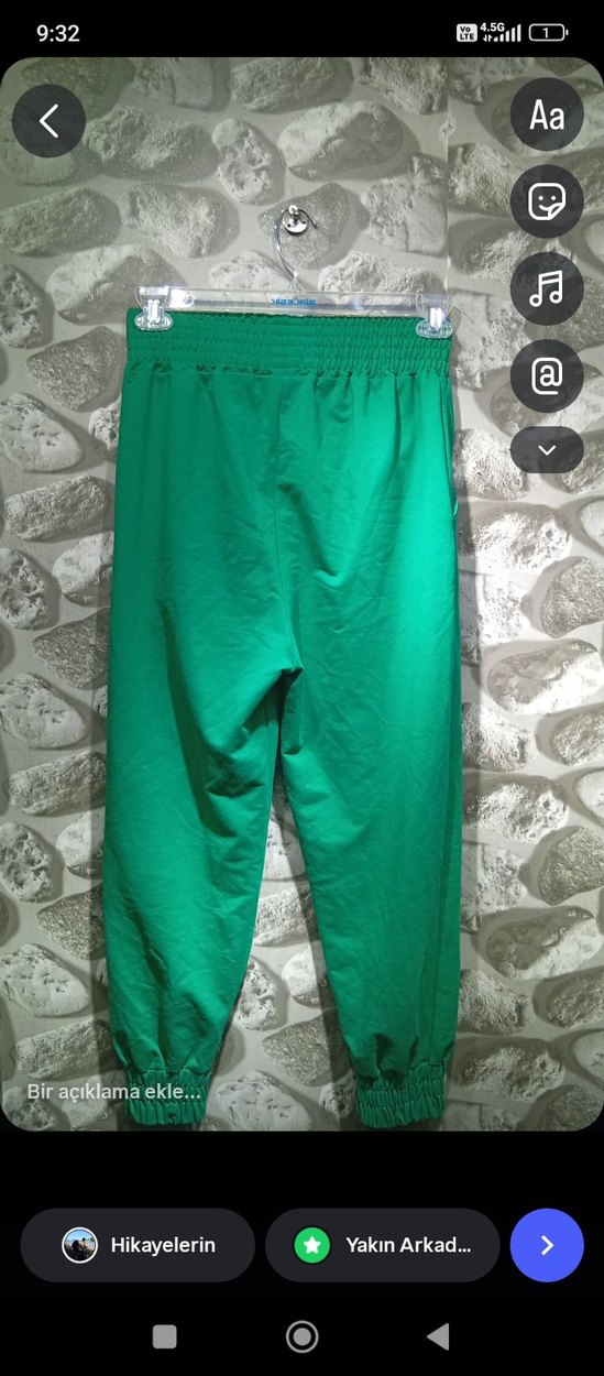 Kadın Yeşil Bel Detaylı Rahat Eşofman Altı - Görsel 2