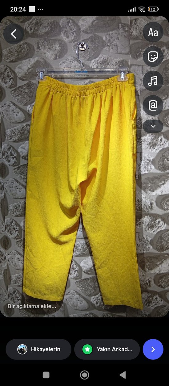 Sarı Midi Kadın Kumaş Pantolon - Görsel 2