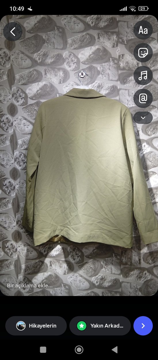 haki Kadın  Uzun Ceket - Görsel 2