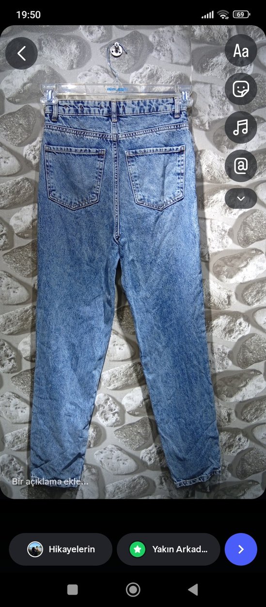 Mavi Bol Kesim Midi Denim Kadın Jean - Görsel 2