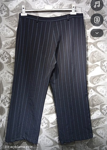 Lacivert Çizgili Kadın Denim Pantolon - Görsel 3