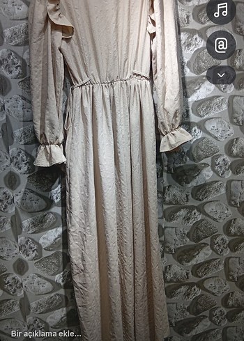 Bej Uzun Kollu Uzun Elbise - Görsel 2