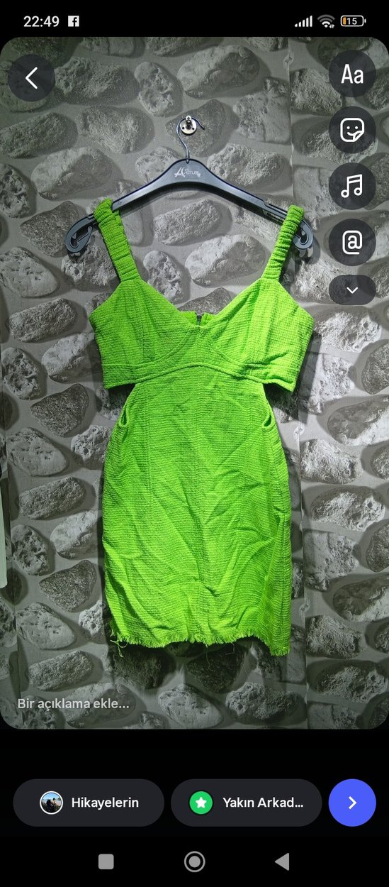 Yeşil Drapeli Kısa Kadın Elbise - Görsel 2