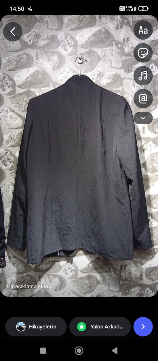 Uzun Siyah Kadın Ceket - Görsel 2