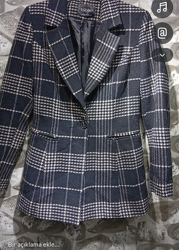 Düğmeli Kısa Gri Ekose Kadın Ceket - Görsel 2