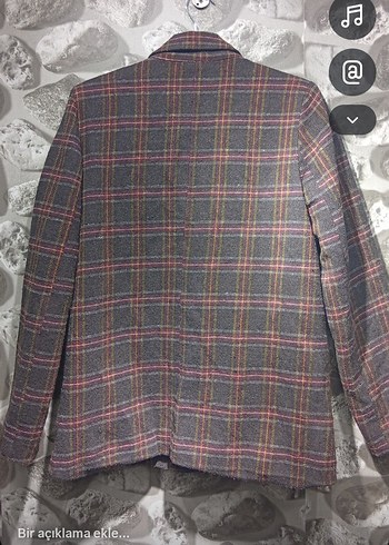 Kadın Gri Ekose Mini Blazer Ceket - Görsel 2