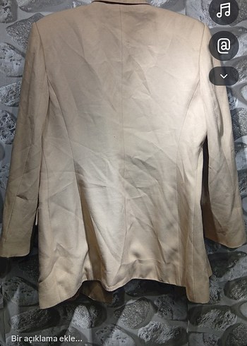 Bej Düğmeli Kadın Blazer Ceket - Görsel 2