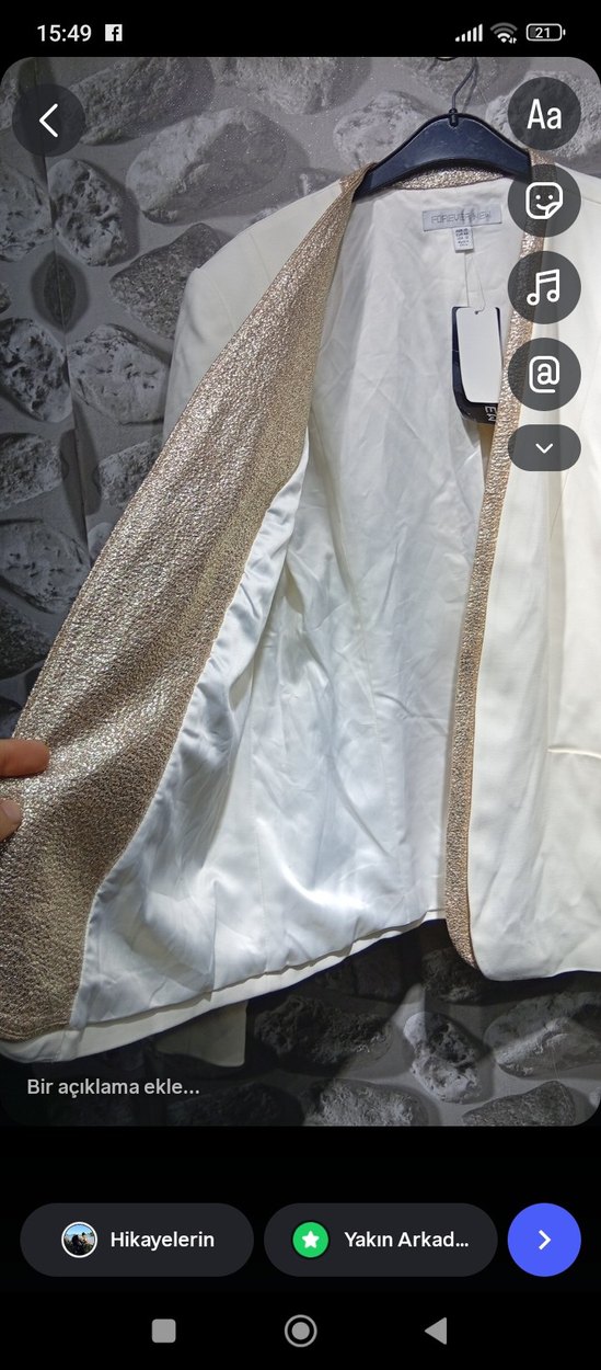 Kadın Beyaz Midi Ceket, Kürklü Detaylı - Görsel 2