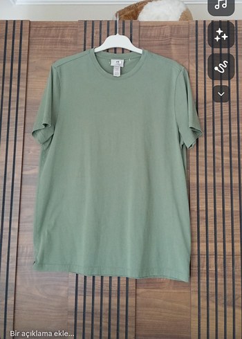 Yeşil Keten Oversize Bisiklet Yaka Tişört