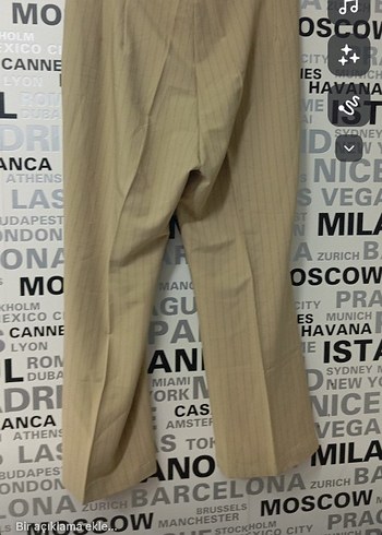 American Vintage Bej Çizgili Pilili Kadın Kumaş Pantolon