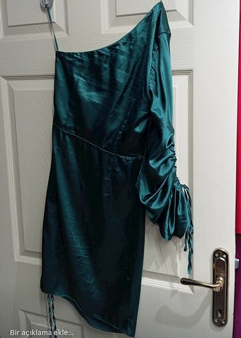 Trendyol & Milla Turkuaz Drapeli Mini Elbise - Görsel 3