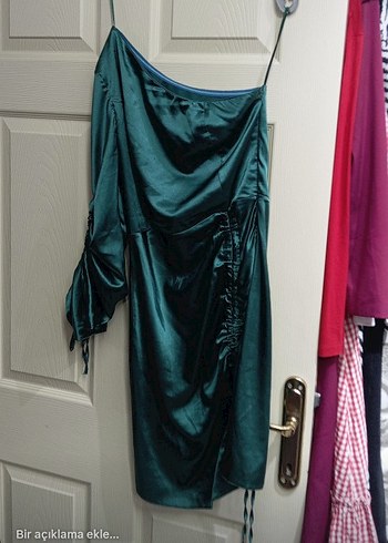 Trendyol & Milla Turkuaz Drapeli Mini Elbise - Görsel 2