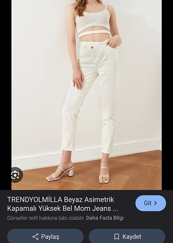 Trendyol & Milla Beyaz Yüksek Bel Mom Jean
