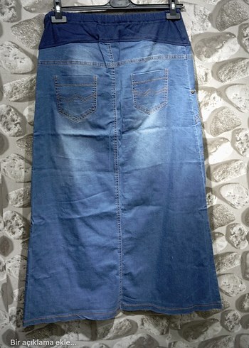2K Düğmeli Mavi Denim Midi Etek