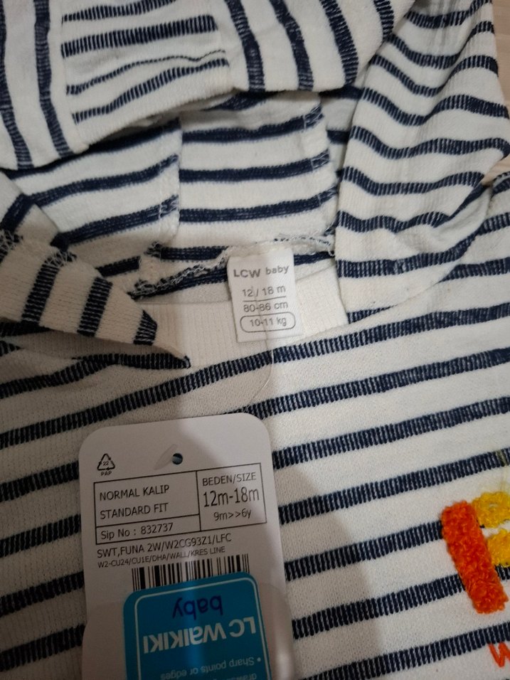 Çizgili Kapüşonlu Erkek Çocuk Sweatshirt - Görsel 3