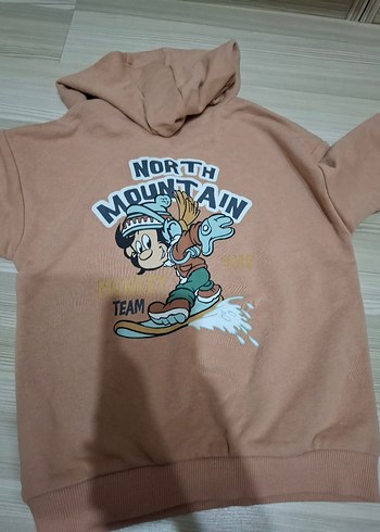 çocuk Kahverengi Kapüşonlu Sweatshirt - Görsel 3