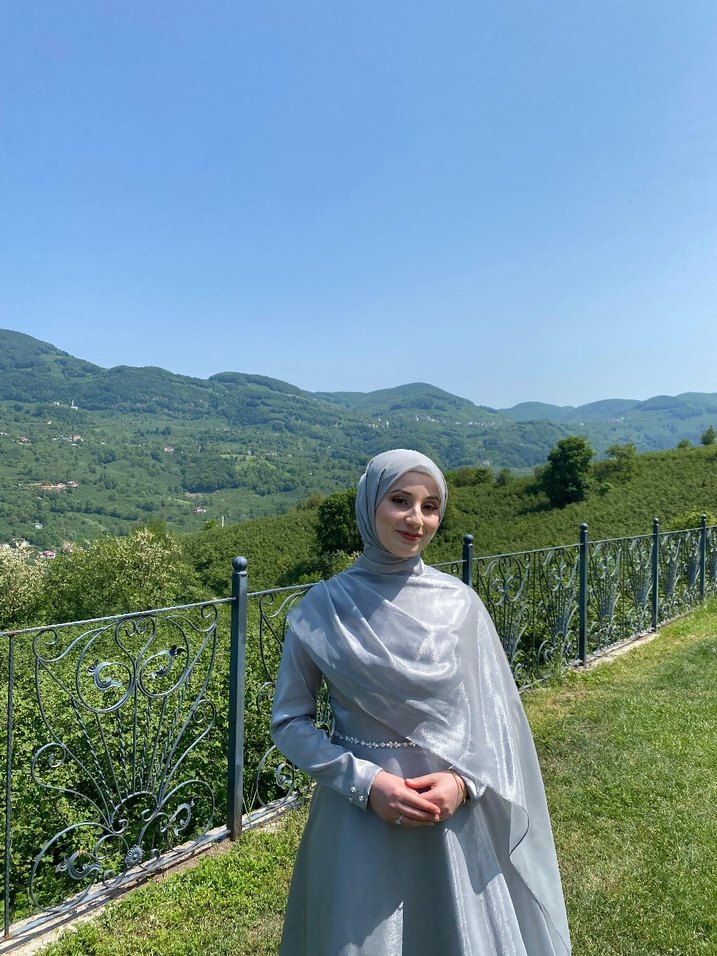 Gri Kadın Abiye Elbise - Görsel 4