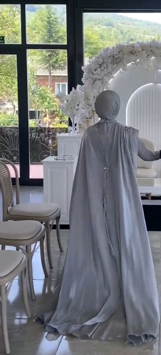 Gri Kadın Abiye Elbise - Görsel 5