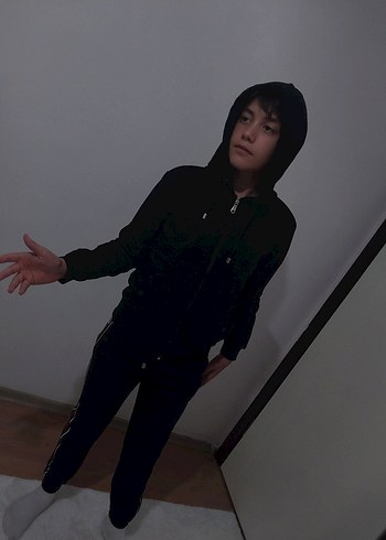 11-12 Yaş Beden Erkek Çocuk lacivert kapüşonlu Eşofman Takımı