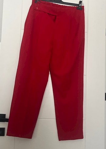 Kırmızı Düğmeli Kadın Kumaş Pantolon - Görsel 7