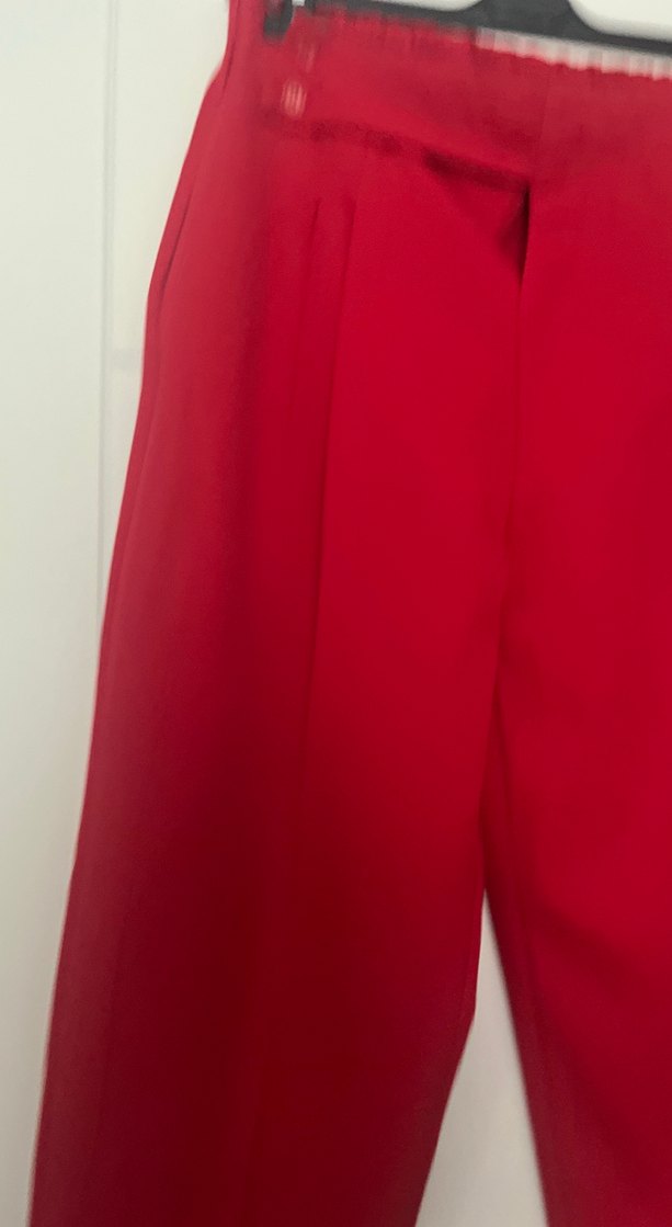 Kırmızı Düğmeli Kadın Kumaş Pantolon - Görsel 5