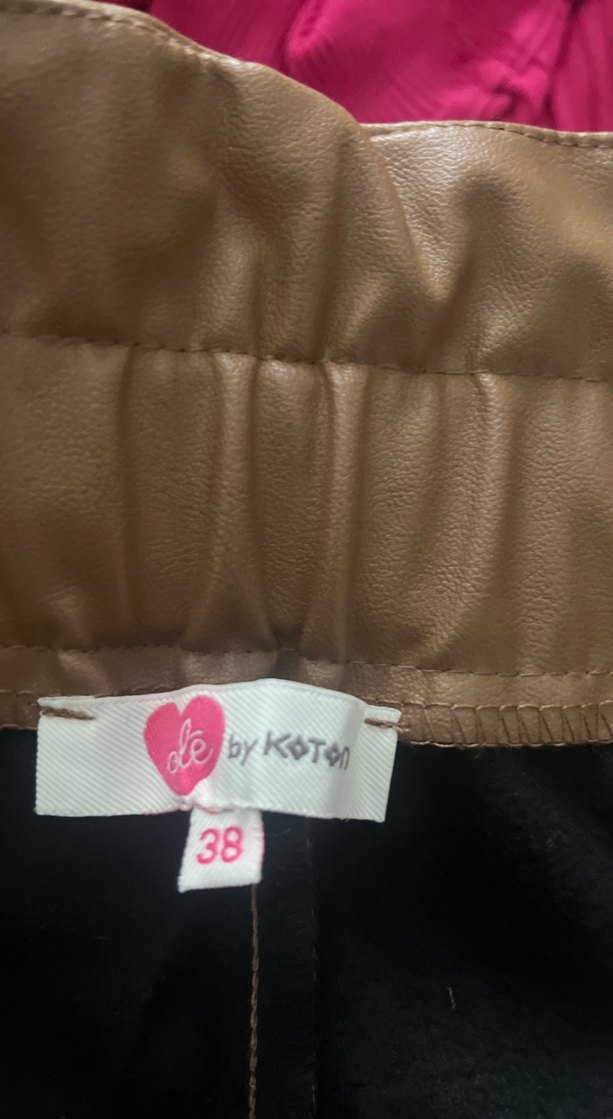 Koton bayan derı pantolon Kahverengi Street Style Rozet - Görsel 3