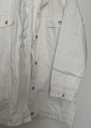 Düğmeli Beyaz Keten Midi Ceket - Görsel 7