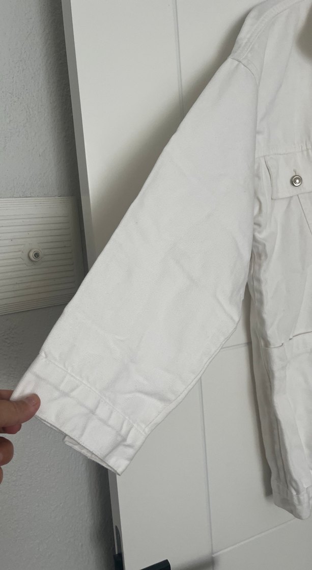 Düğmeli Beyaz Keten Midi Ceket - Görsel 3