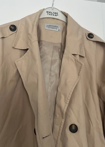 Bej Uzun Keten Trençkot - Görsel 12