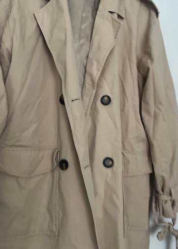 Bej Uzun Keten Trençkot - Görsel 11