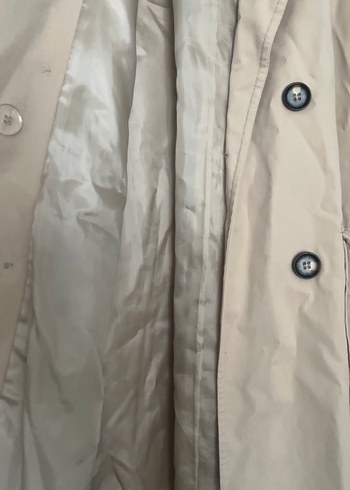 Bej Uzun Keten Trençkot - Görsel 6