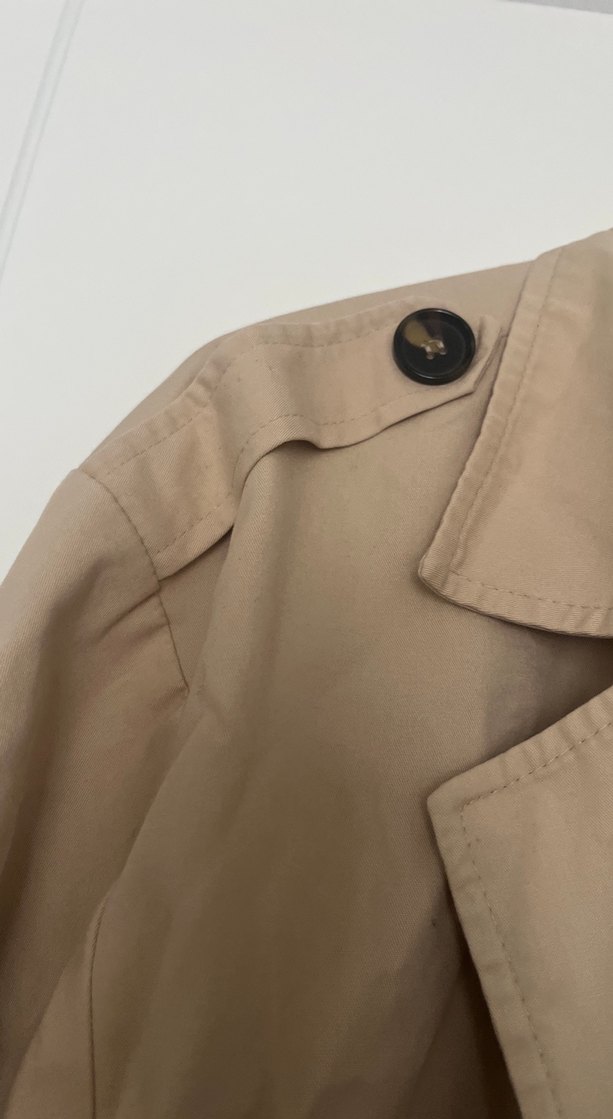 Bej Uzun Keten Trençkot - Görsel 3