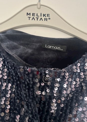 Gri Payetli Uzun Kollu Abiye Elbise - Görsel 3