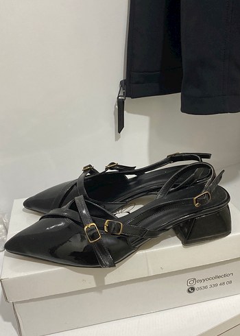 Kadın Siyah Rugan Stiletto Tokalı Ayakkabı - Görsel 2