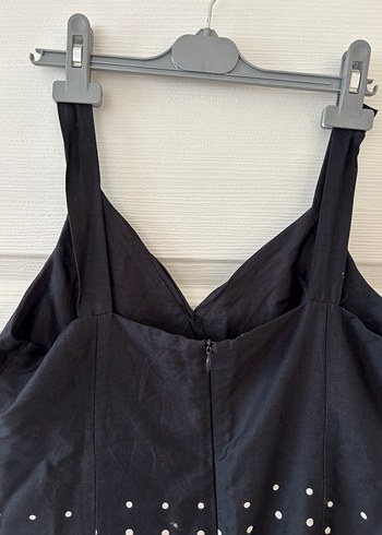 Askılı Siyah Vintage Elbise - Görsel 5