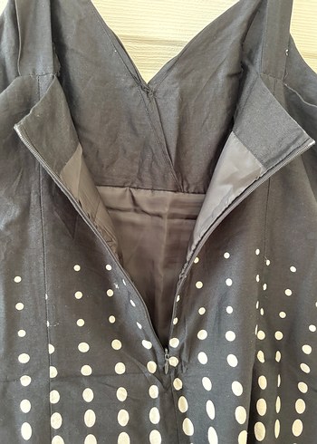 Askılı Siyah Vintage Elbise - Görsel 6