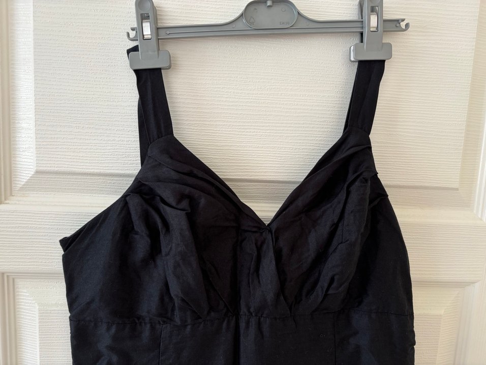 Askılı Siyah Vintage Elbise - Görsel 4