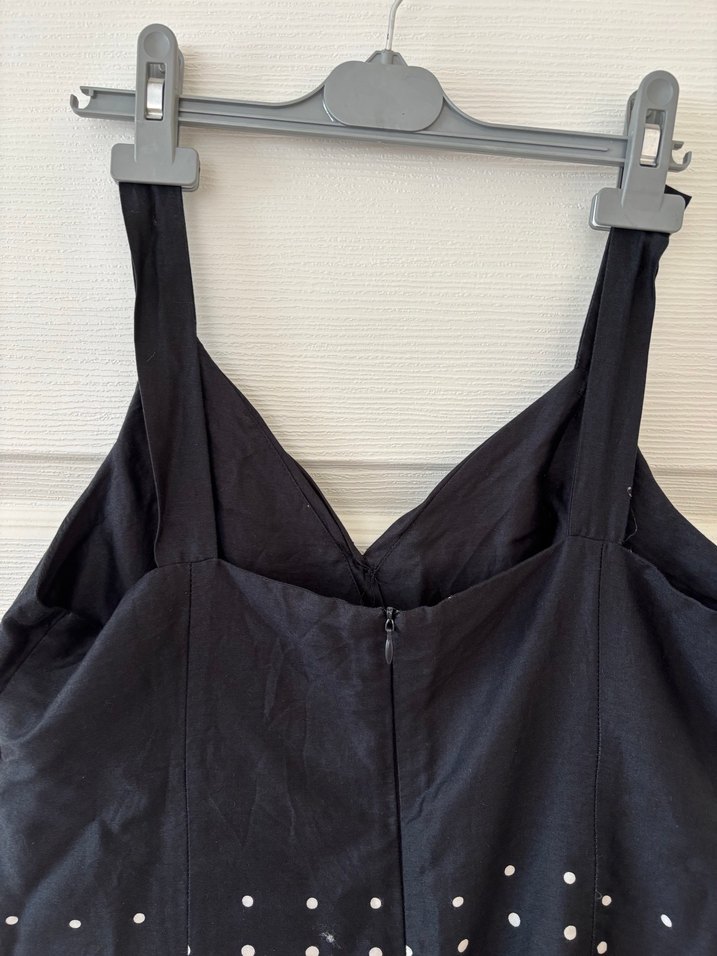 Askılı Siyah Vintage Elbise - Görsel 5