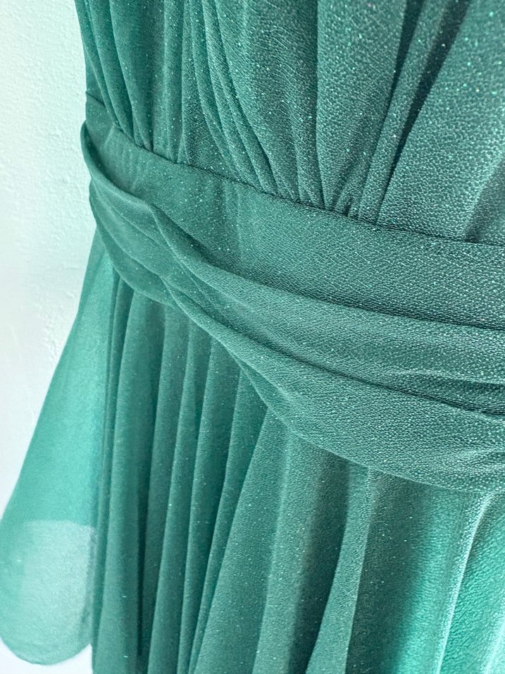 Mini abiye yeşil renk arkadan sırtta bağlamalı simli gece için - Görsel 3