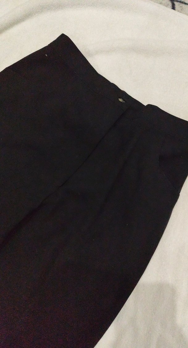 Kadın Siyah Kemerli Kumaş Pantolon - Görsel 2