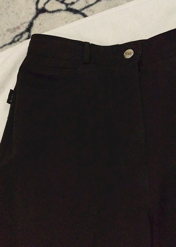 Düz Siyah Kadın Kumaş Pantolon - Görsel 2