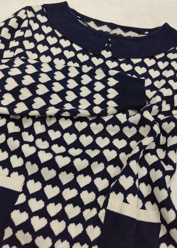 Kadın Mavi Desenli Pamuklu Örgü Kazak - Görsel 2