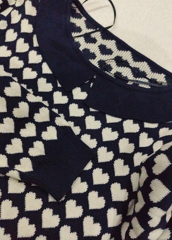 Kadın Mavi Desenli Pamuklu Örgü Kazak - Görsel 3