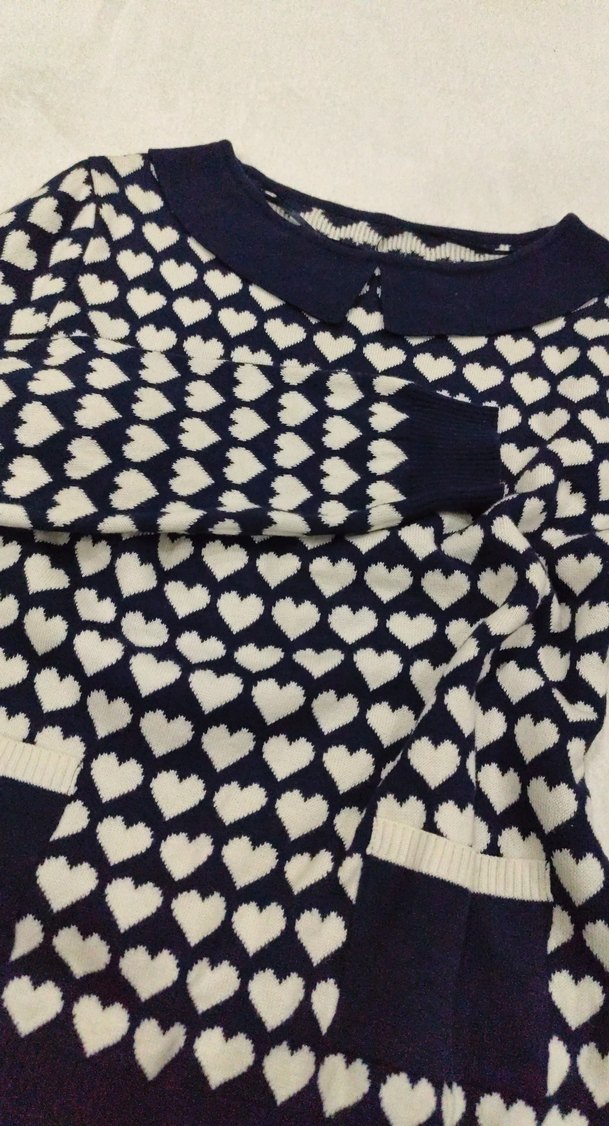 Kadın Mavi Desenli Pamuklu Örgü Kazak - Görsel 2