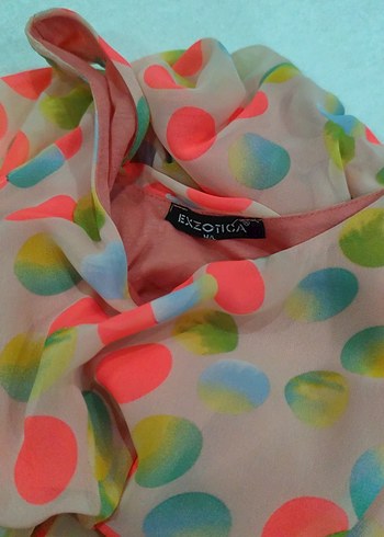 Renkli Puantiyeli Bohem Uzun Elbise - Görsel 3