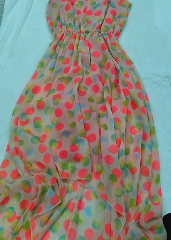 Renkli Puantiyeli Bohem Uzun Elbise - Görsel 2