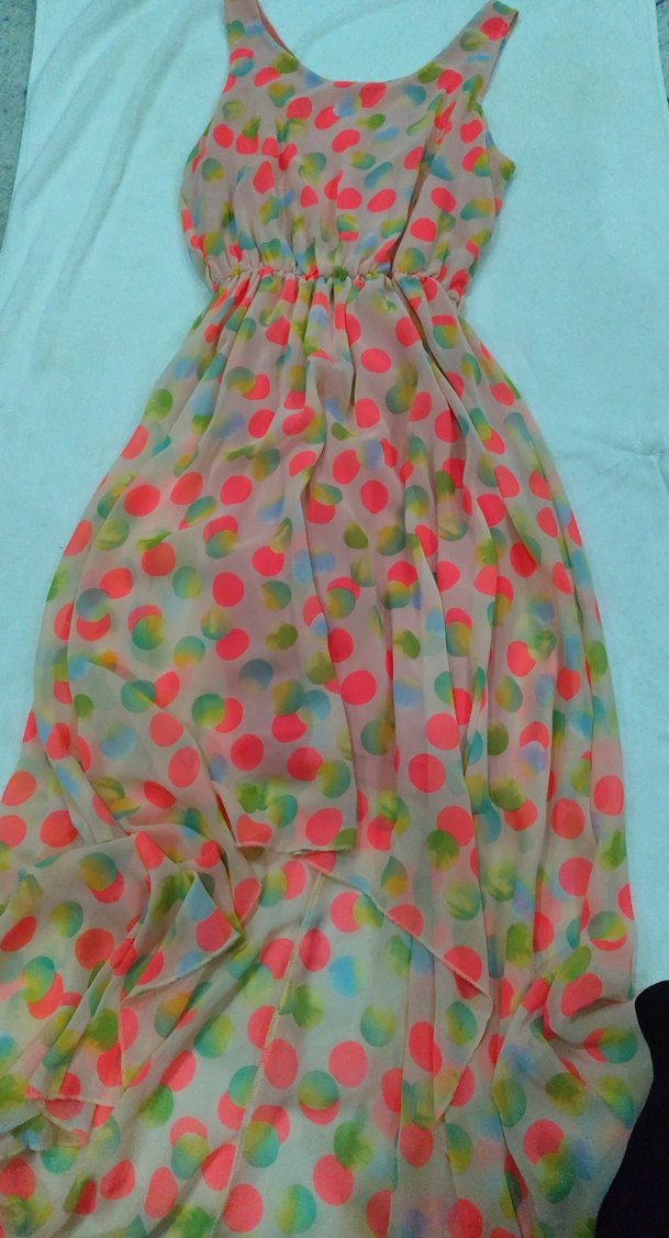 Renkli Puantiyeli Bohem Uzun Elbise - Görsel 2