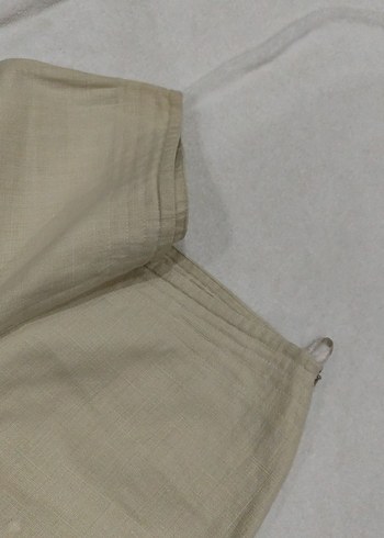 Bej Keten Midi Kadın Pantolon - Görsel 2