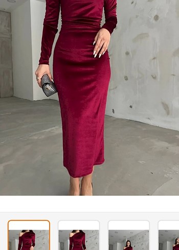 Trendyol & Milla Uzun Bordo Drapeli Straplez Abiye Elbise