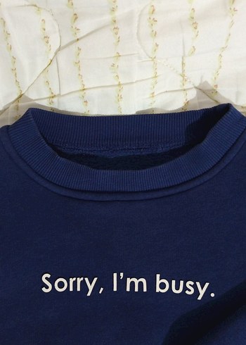 LC Waikiki Lacivert Sorry İm Busy Yazili Sweatshirt